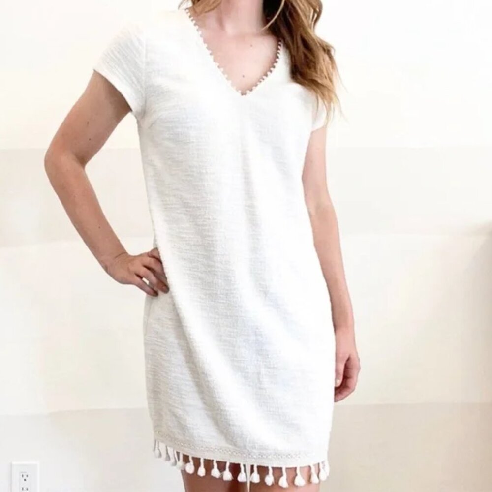 Dolan by Anthropologie Left Coast Collection Tassled Cream Ivory Shift Dress